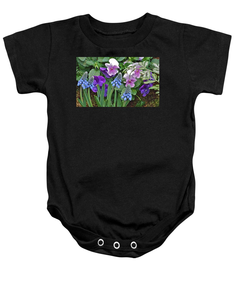 Hyacinth Baby Onesie featuring the photograph Grape Hyacinth by Janis Senungetuk
