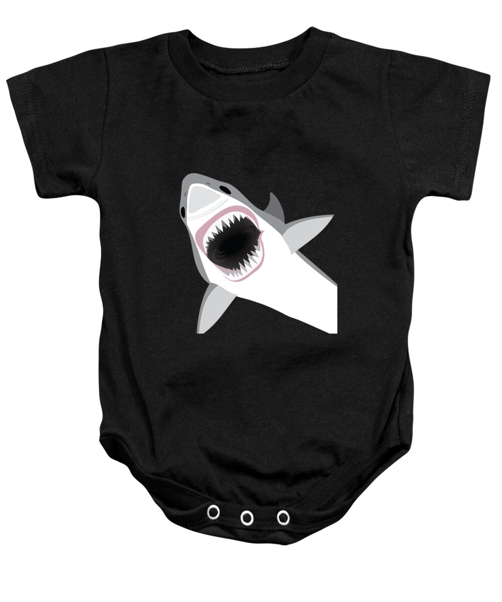 Shark Baby Onesie featuring the digital art Great White Shark by Antique Images 