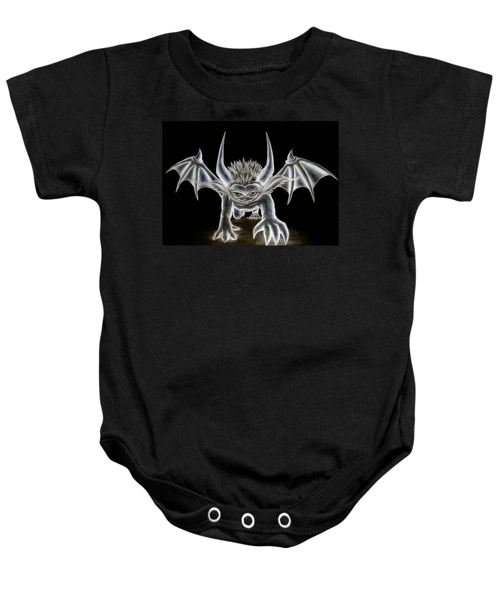 Demon Baby Onesie featuring the painting Grevil Pastel by Shawn Dall