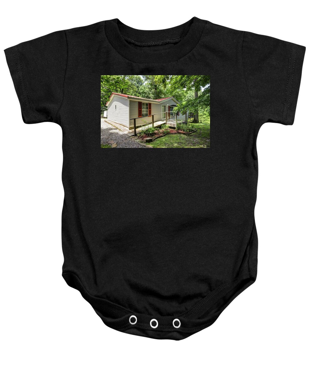 Real Estate Photography Baby Onesie featuring the photograph Guest house at Burns Rd by Jeff Kurtz