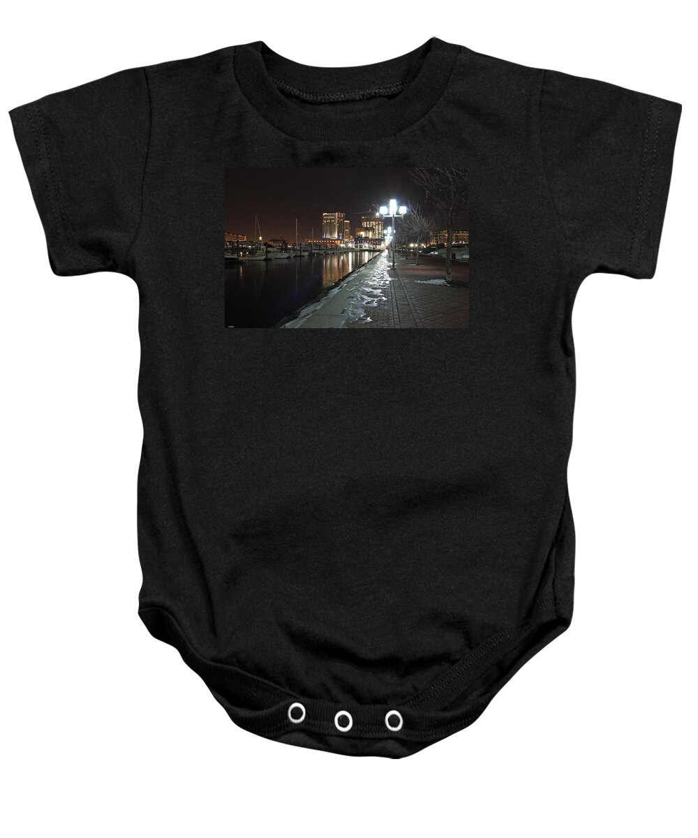 Baltimore Baby Onesie featuring the photograph Harbor Nights - East Promenade by Ronald Reid