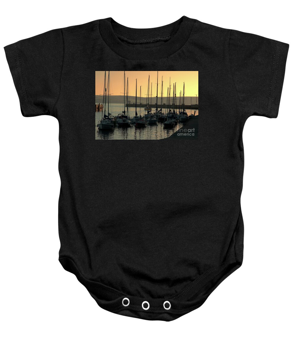 Weymouth Baby Onesie featuring the photograph Harbor Sunrise by Baggieoldboy