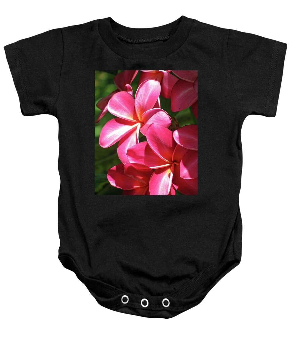 Plumeria Baby Onesie featuring the photograph Hawaiian Plumeria - Red 02 by Pamela Critchlow