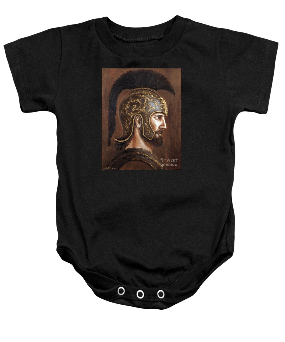 Warrior Baby Onesie featuring the painting Hector by Arturas Slapsys