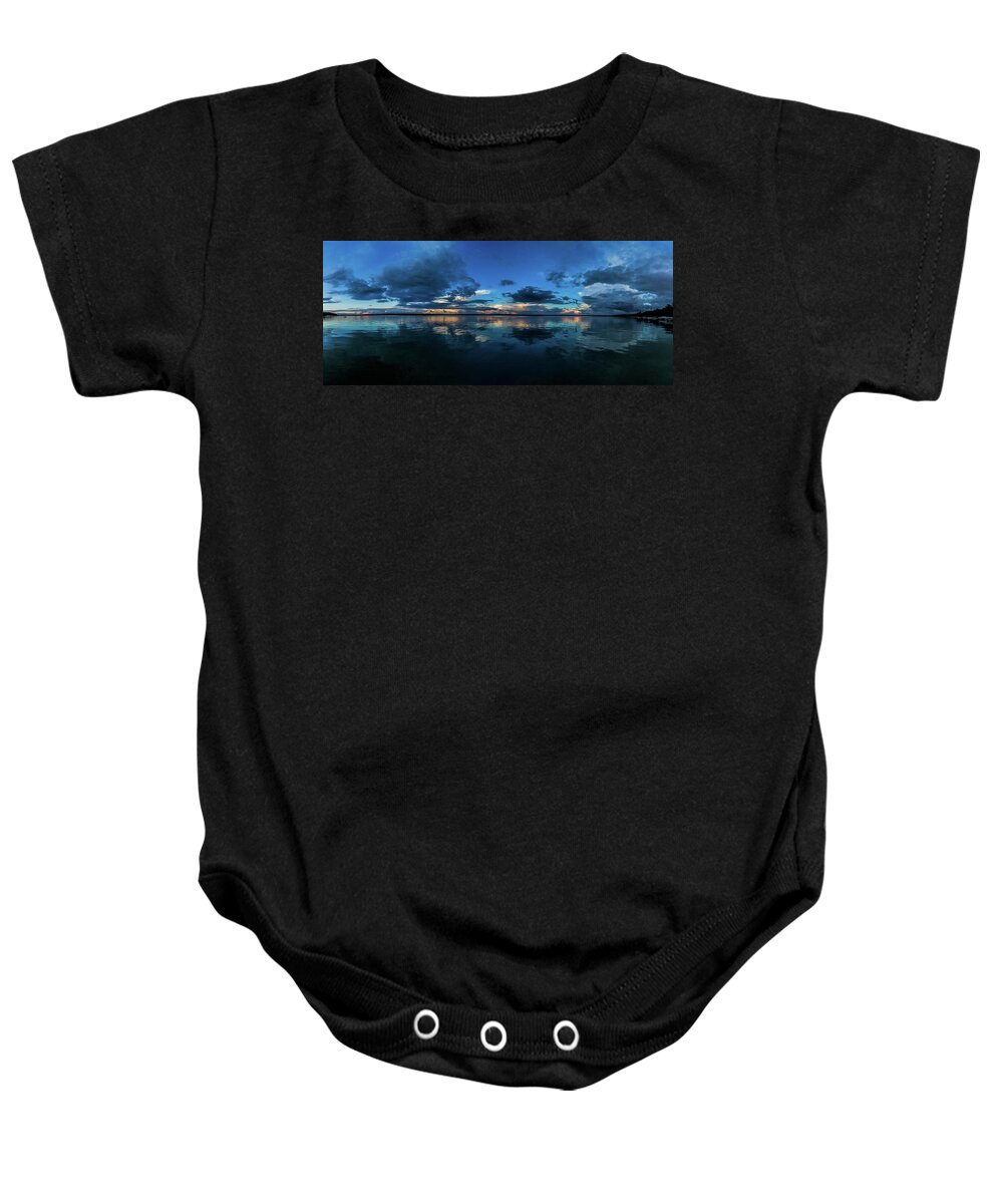 Higgins Lake Baby Onesie featuring the photograph Higgins Lake Panorama by Joe Holley
