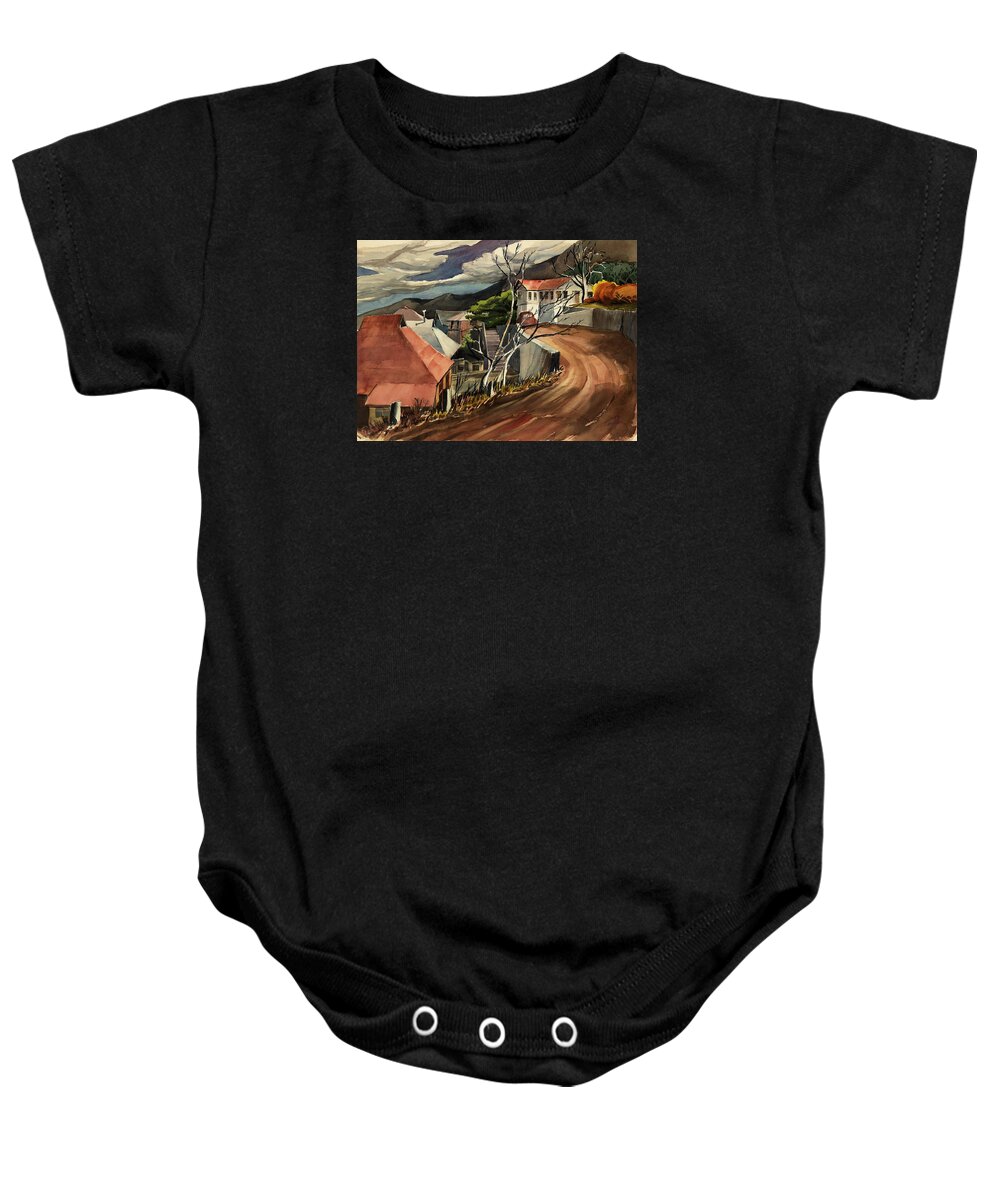 Landscape Baby Onesie featuring the painting High Road at Jerome by Thomas Tribby