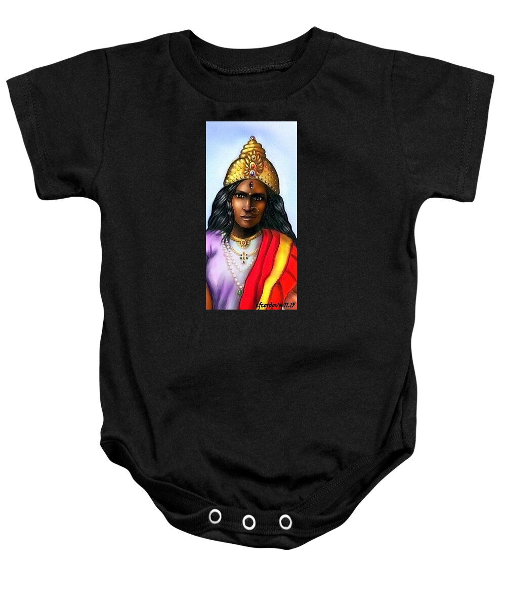 Hindu Goddess Baby Onesie featuring the digital art HIndu Goddess by Carmen Cordova