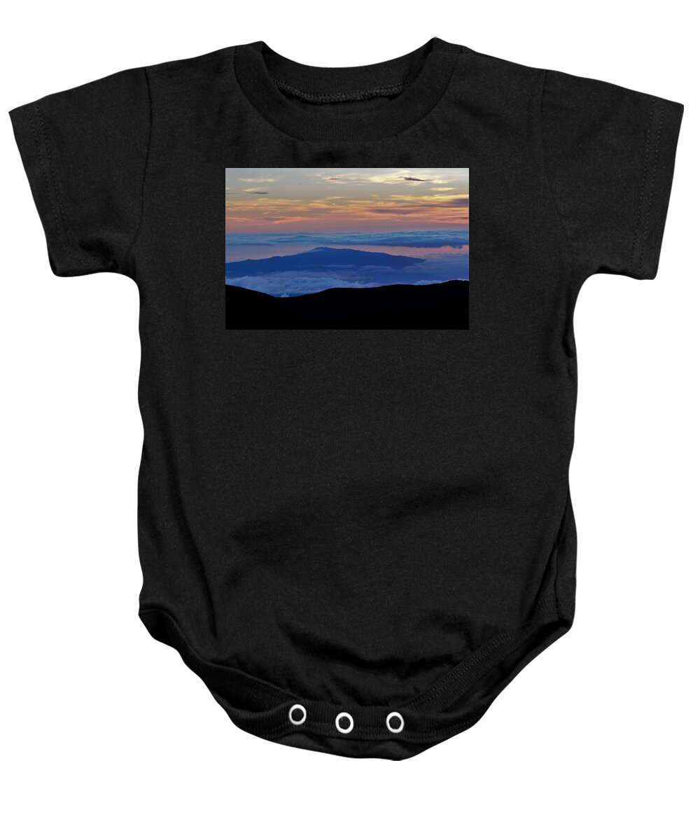 Hawaii Baby Onesie featuring the photograph Hualalai in Blue by Heidi Fickinger