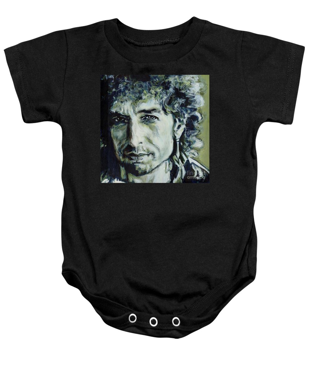 Bob Dylan Baby Onesie featuring the painting I Could Hold You For A Million Years. Bob Dylan by Tanya Filichkin