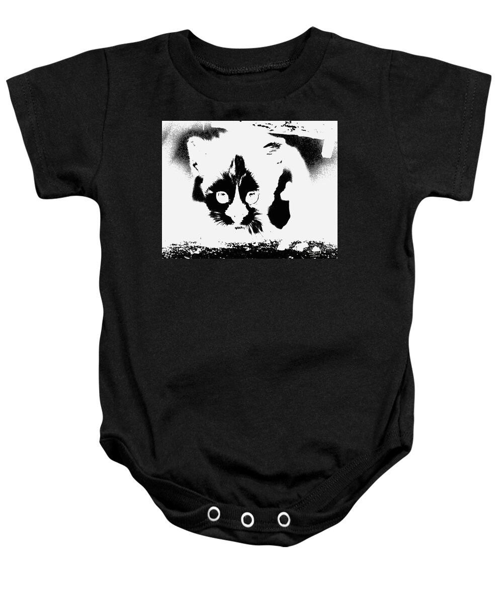 Black Andd White Baby Onesie featuring the painting    I See You by Virginia Bond