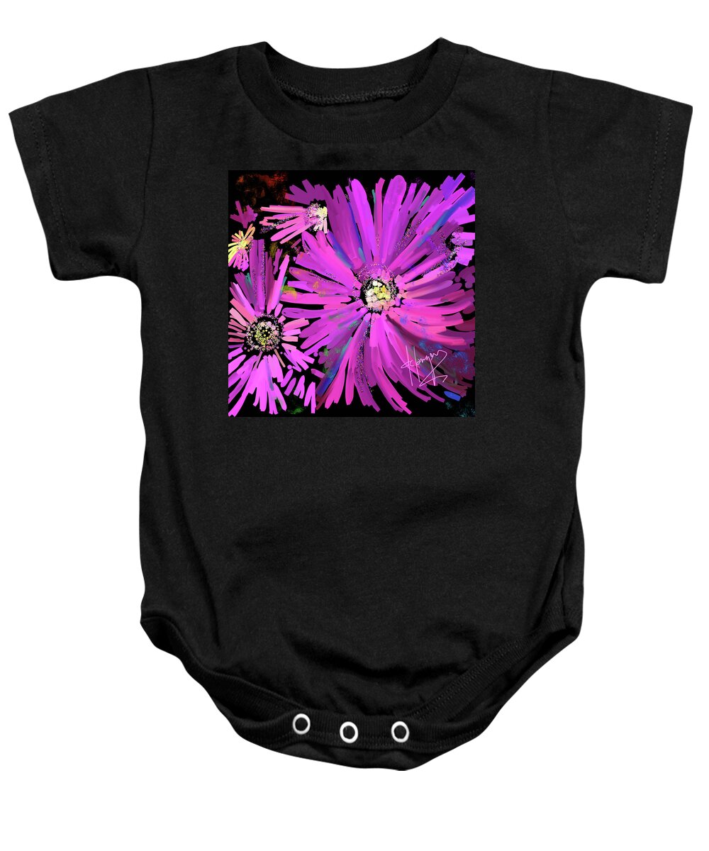 Dc Langer Baby Onesie featuring the painting Ice Flowers by DC Langer