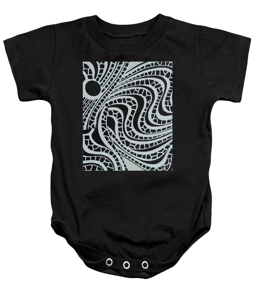 Katerina Stamatelos Baby Onesie featuring the painting In Black and White by Katerina Stamatelos