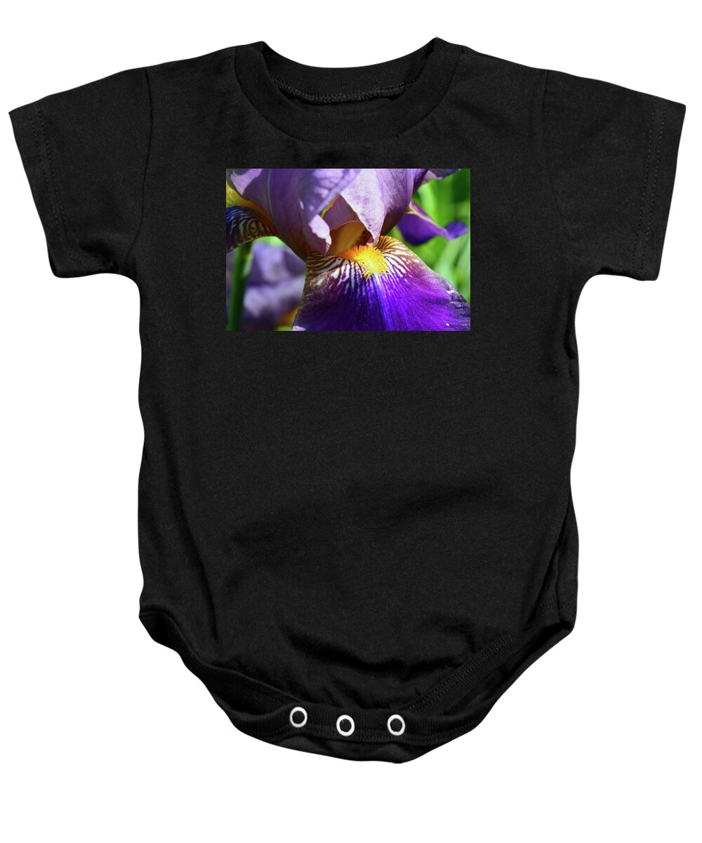 Abstract Baby Onesie featuring the photograph In The Purple Iris by Lyle Crump