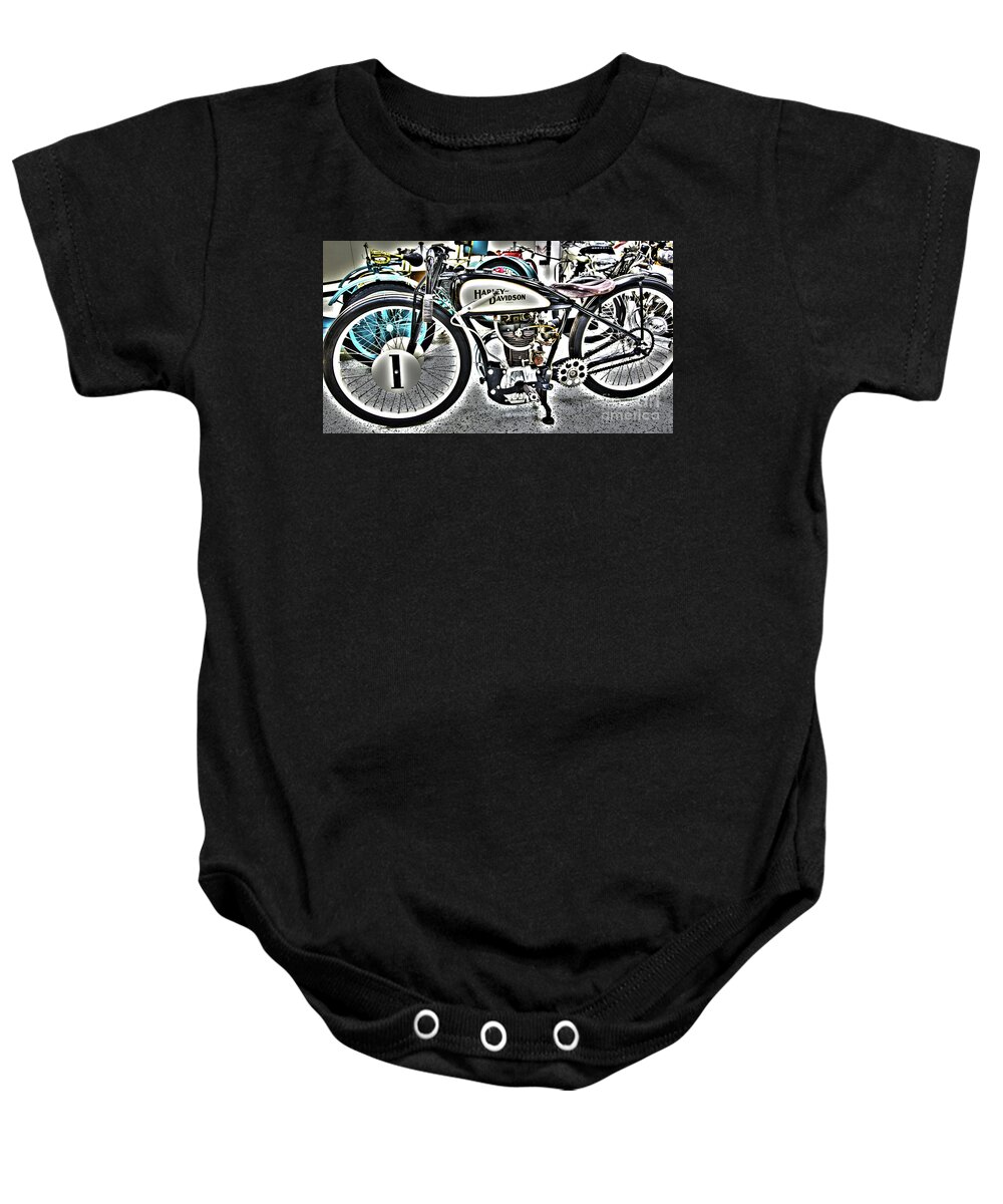 Indy Baby Onesie featuring the photograph Indy Race Car Museum Harley Davidson by ELITE IMAGE photography By Chad McDermott