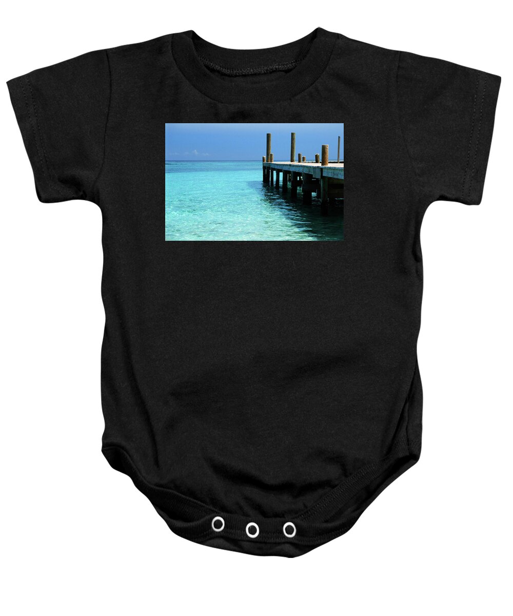Dick Baby Onesie featuring the photograph Inviting Dock by Ted Keller