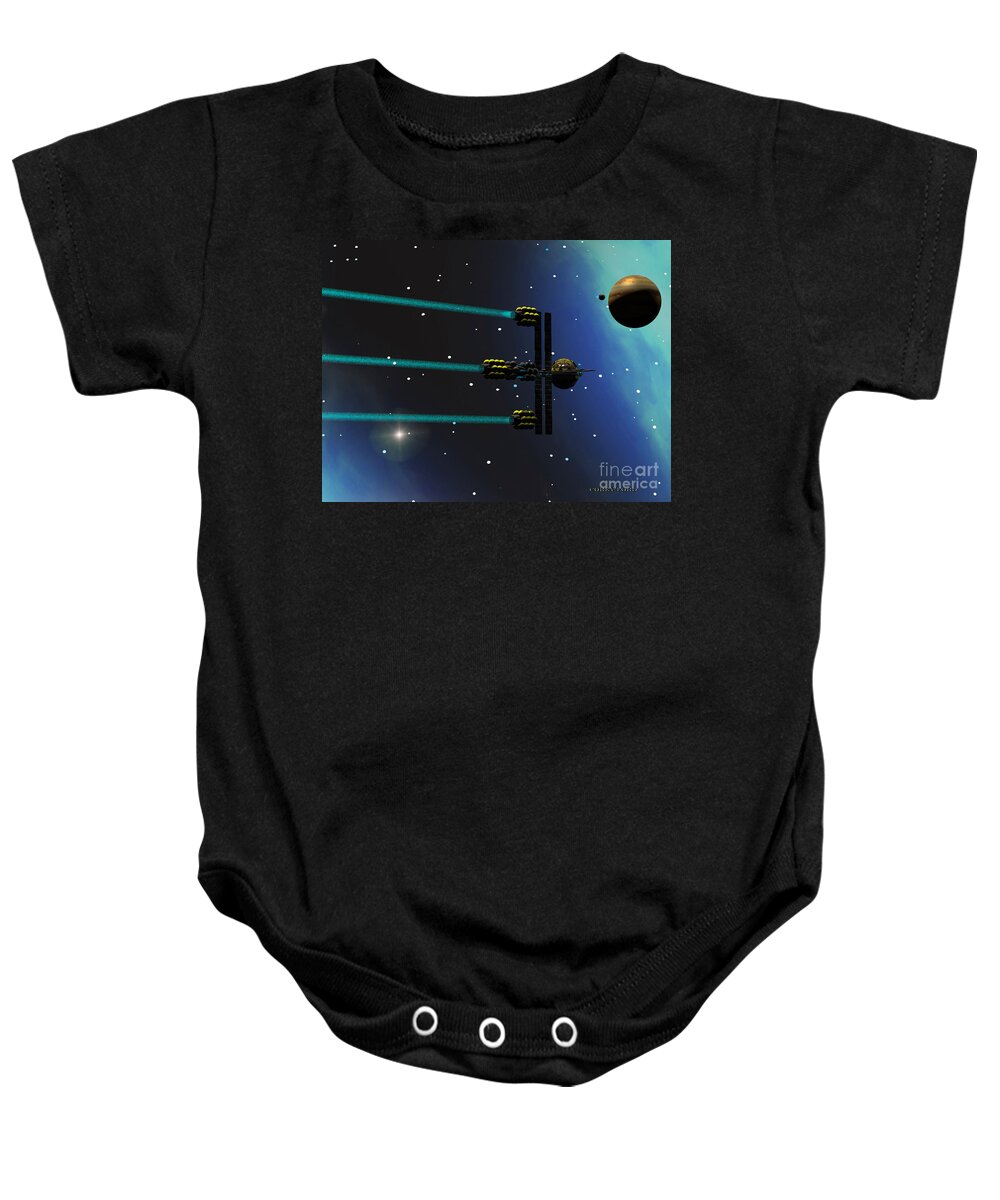 Space Art Baby Onesie featuring the painting Ion Starliner by Corey Ford