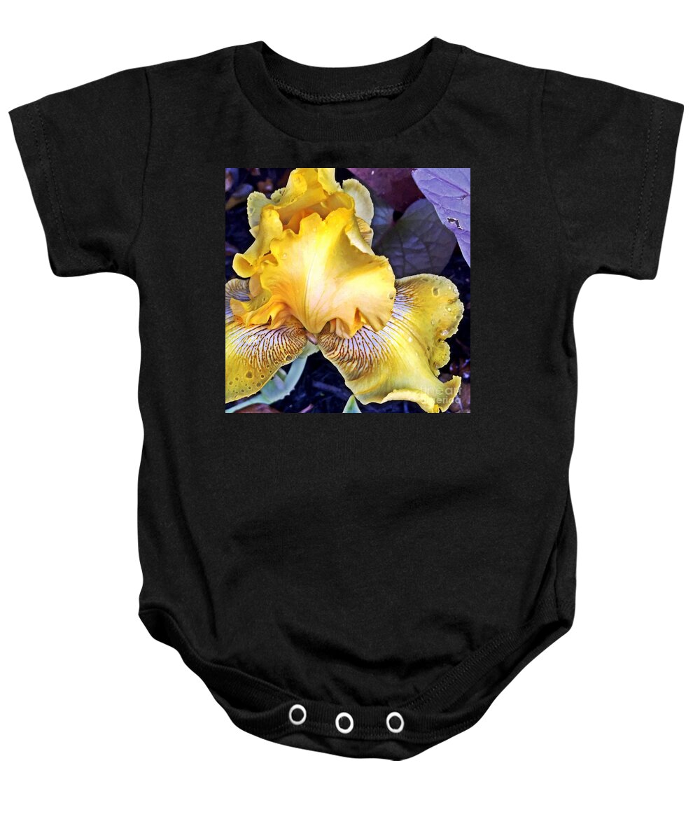 Macro Baby Onesie featuring the photograph Iris Supreme by Vonda Lawson-Rosa