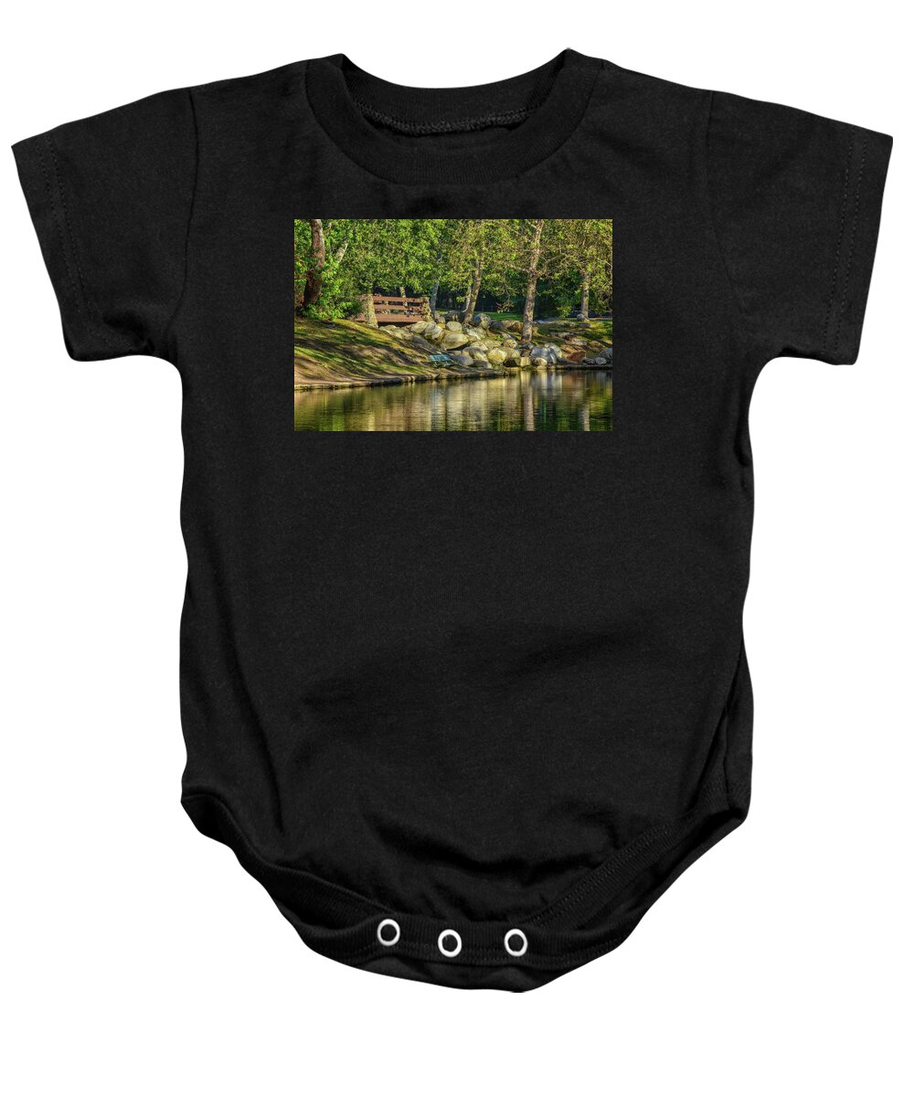 Linda Brody Baby Onesie featuring the photograph Irvine Park Lake 2 by Linda Brody