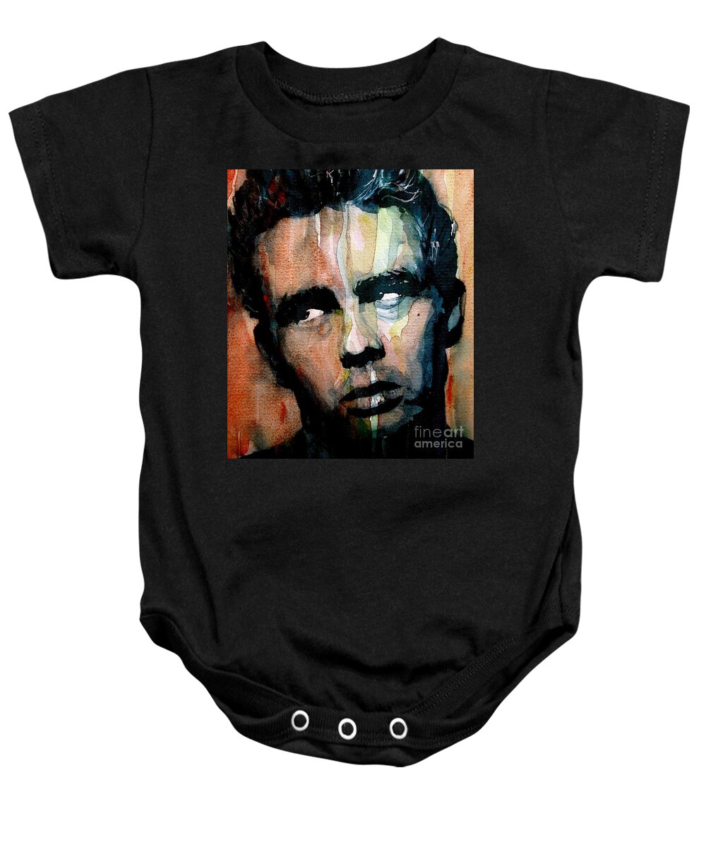 James Dean Baby Onesie featuring the painting James Dean by Paul Lovering