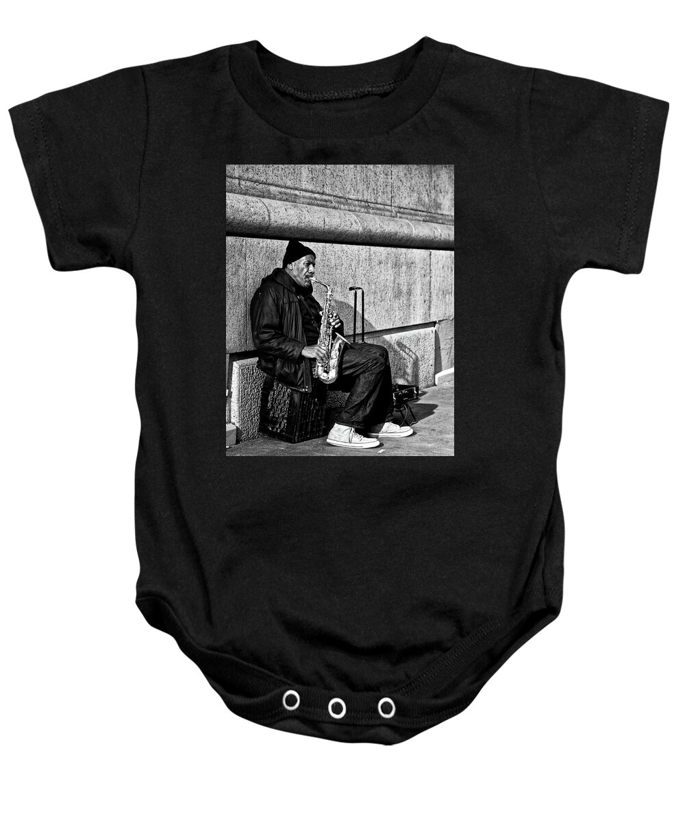 New York City Baby Onesie featuring the photograph Jamming in NYC by Alberto Audisio