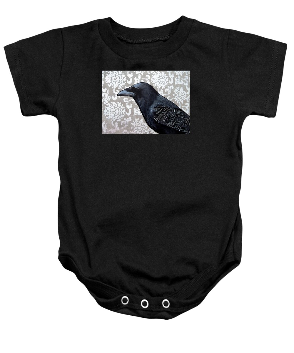 Crow Baby Onesie featuring the painting Jason by Jacqueline Bevan