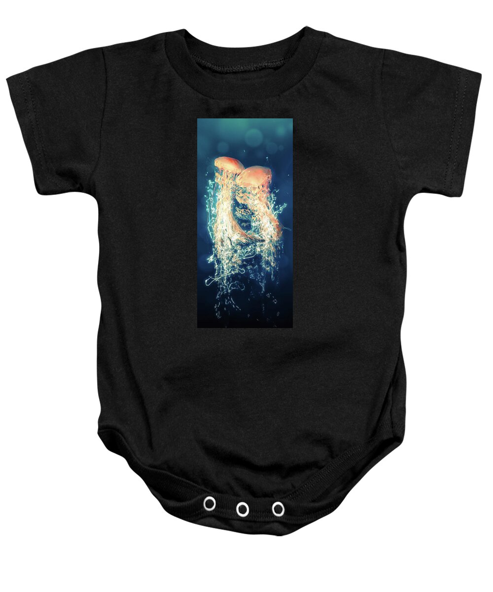 Jellyfish Baby Onesie featuring the digital art Jellies by Kenneth Armand Johnson