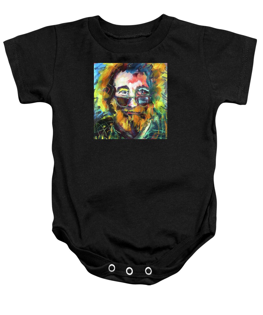 Grateful Dead Baby Onesie featuring the painting Jerry Garcia by Les Leffingwell