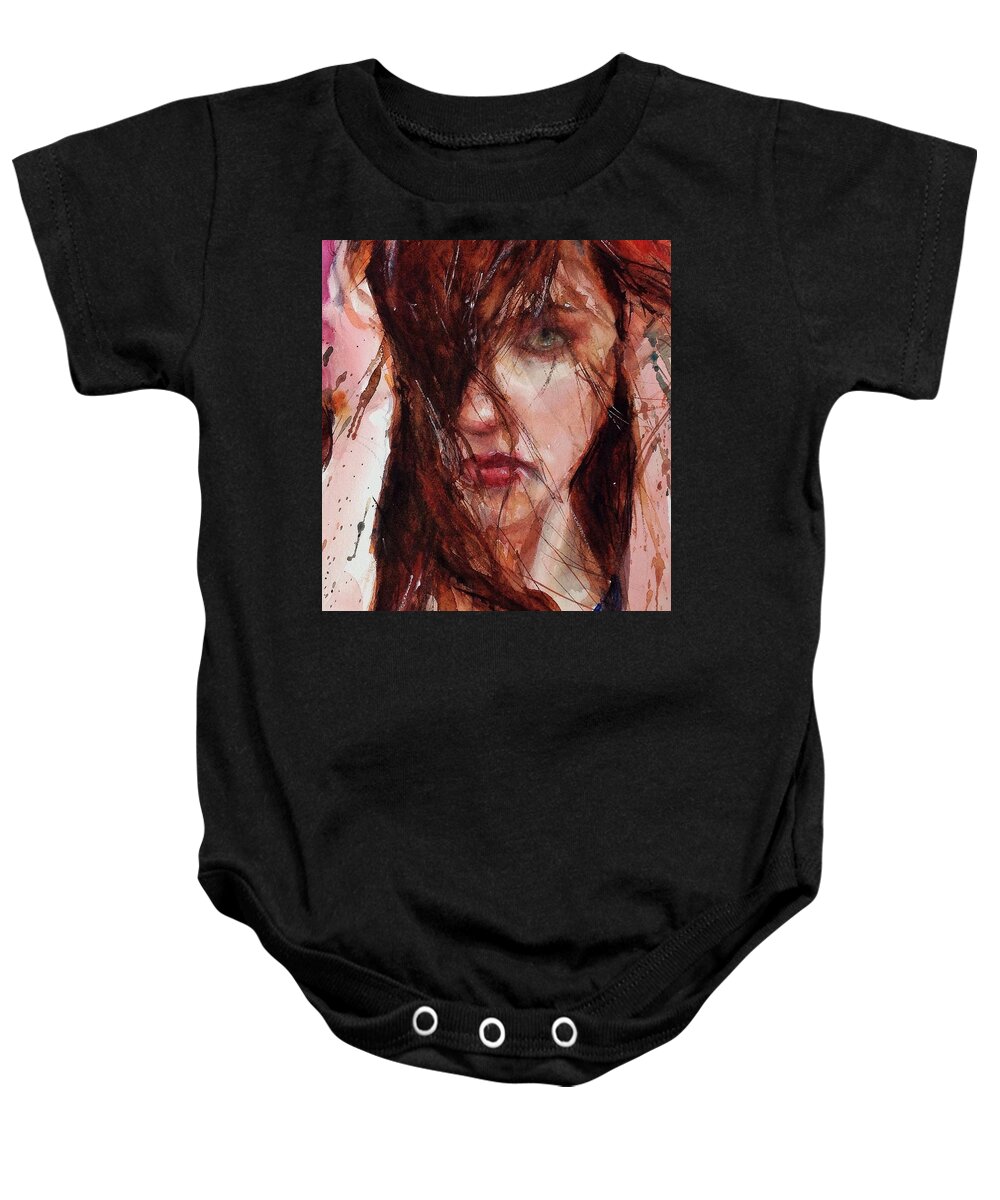 Portrait Baby Onesie featuring the painting Jerry by Judith Levins