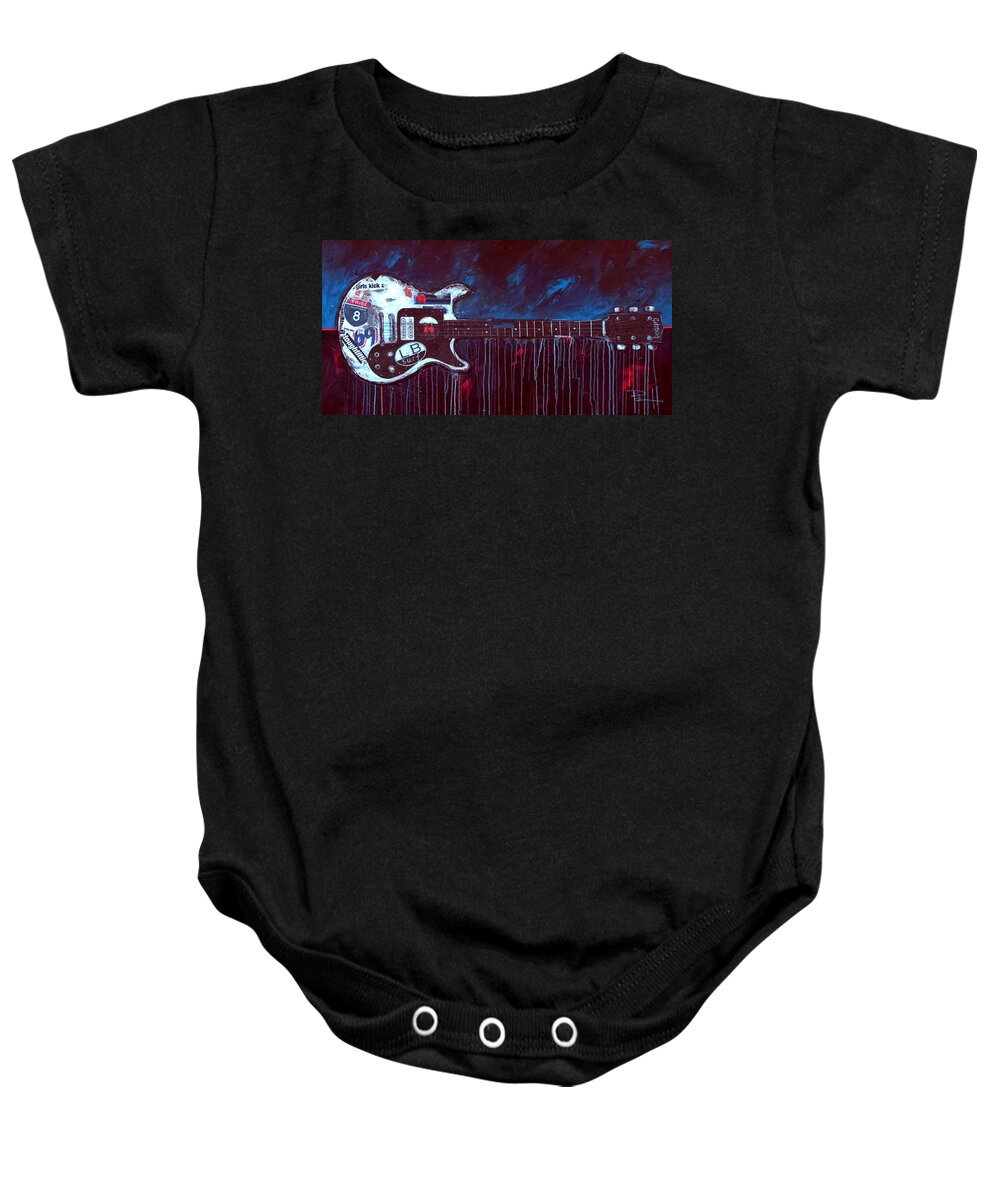 Joan Jett Baby Onesie featuring the painting Jett Engine by Sean Parnell