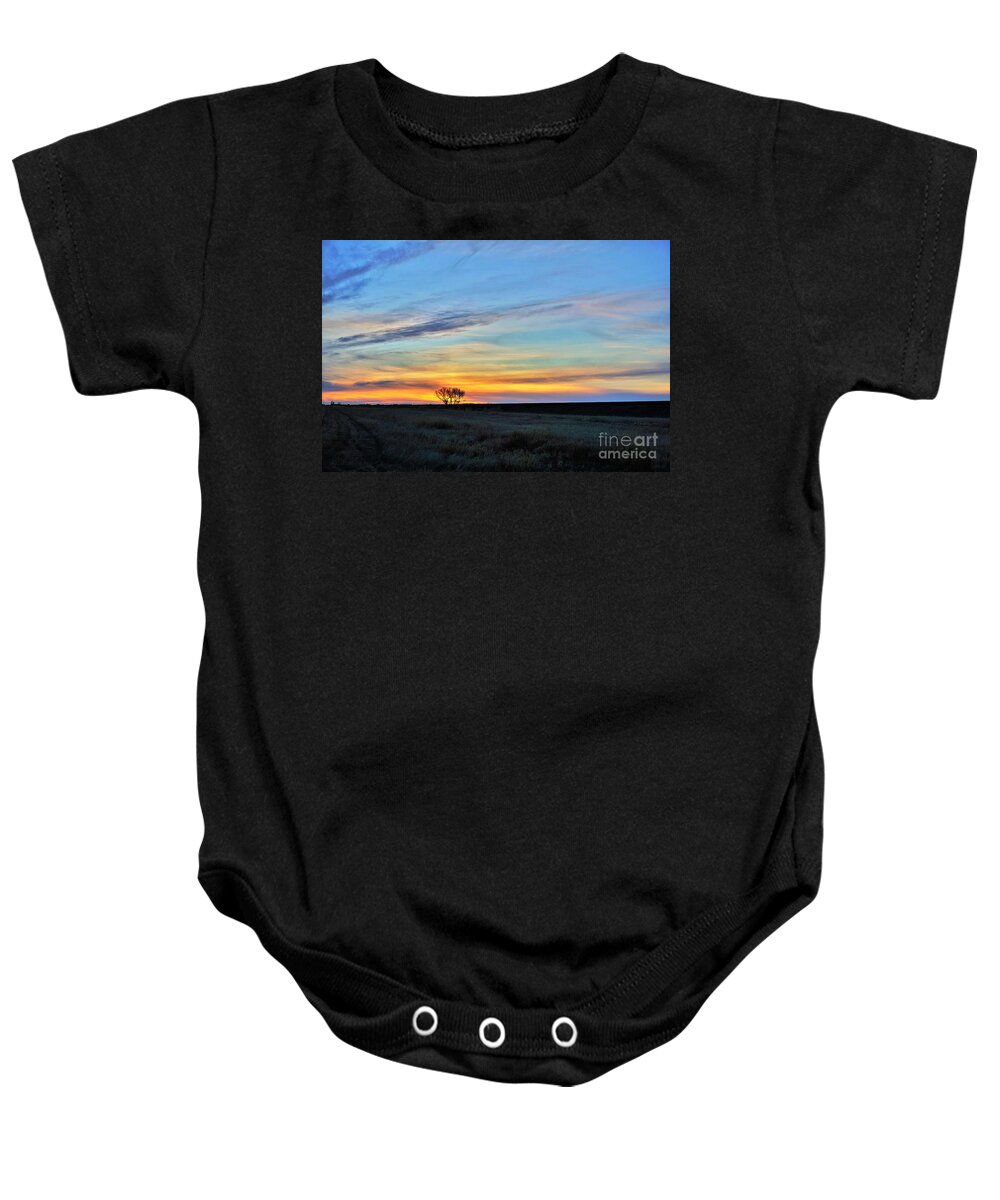 Tree Baby Onesie featuring the photograph Kansas sunrise1 by Merle Grenz