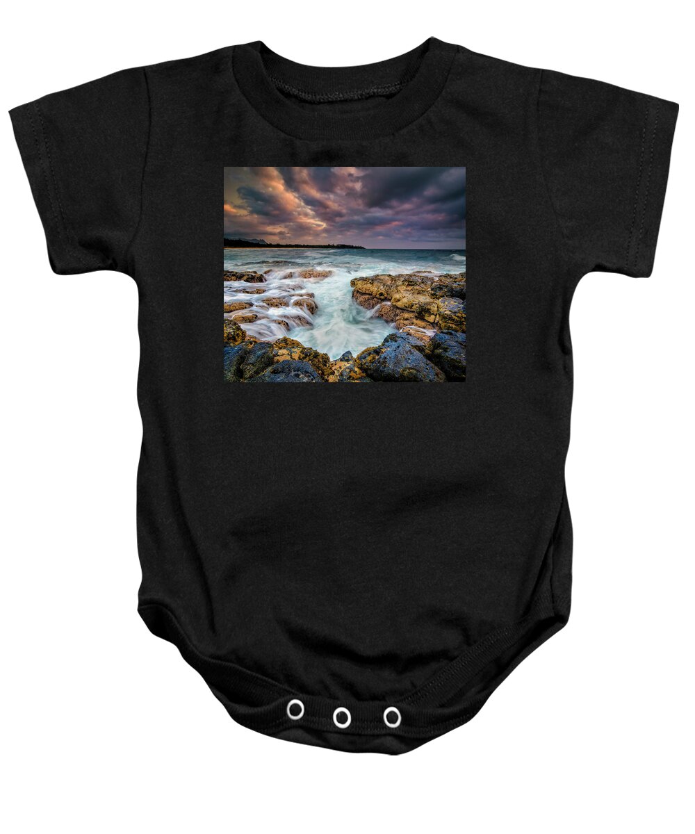 Hawaii Baby Onesie featuring the photograph Kauai Ocean Rush by Michael Ash