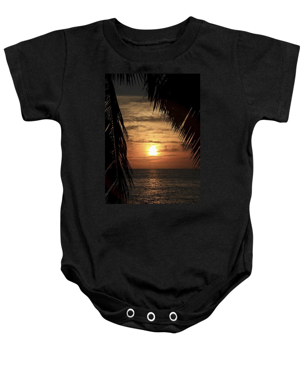 Silhouette Baby Onesie featuring the photograph Key West Palm Sunset 2 by Bob Slitzan