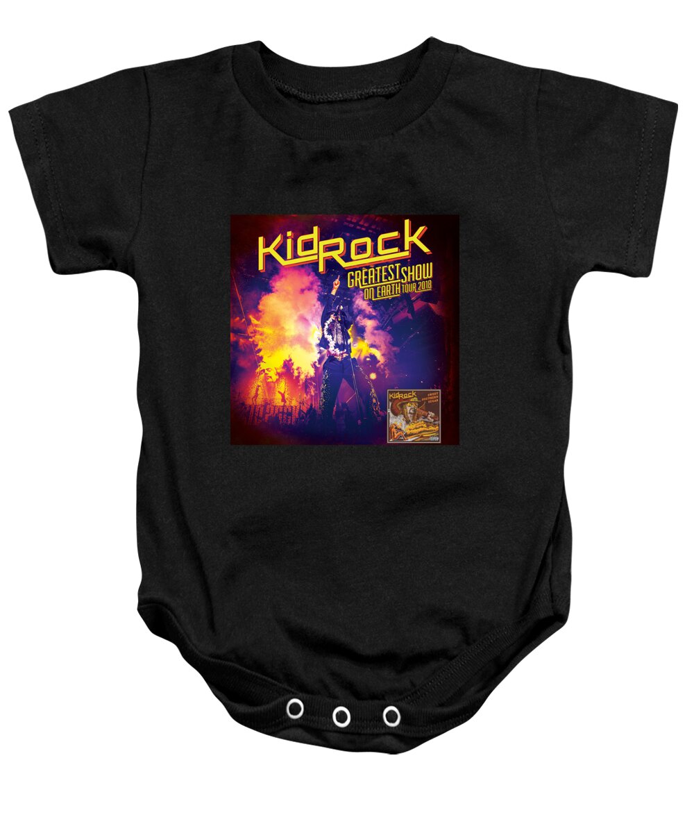 Kid Rock Baby Onesie featuring the digital art Kid Rock The Greatest Show On Earth 2018 Tour by Ambi Setiawan