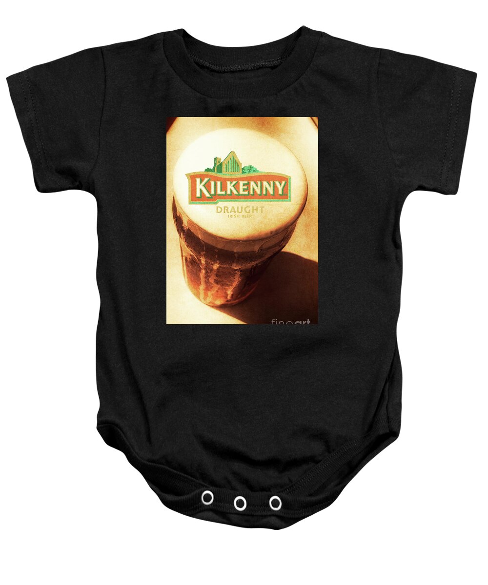 Kilkenny Baby Onesie featuring the photograph Kilkenny Draught Irish Beer Rusty Tin Sign by Jorgo Photography