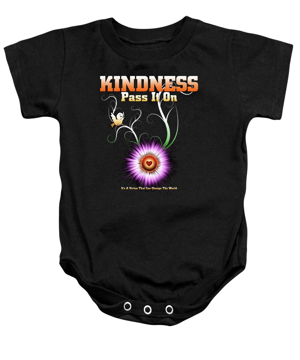 Kindness Baby Onesie featuring the digital art Kindness - Pass It On Starburst Heart by Rolando Burbon