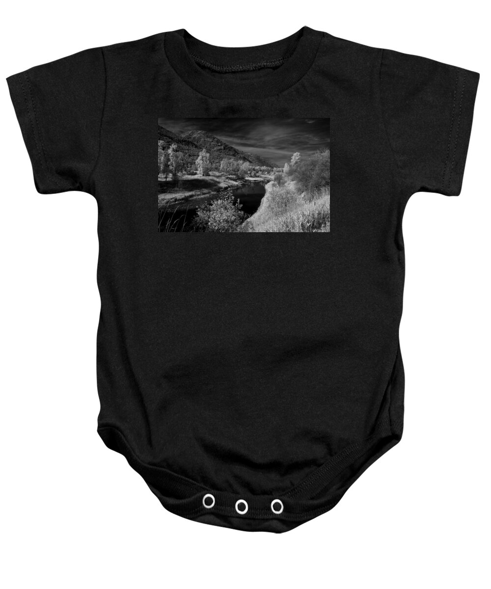 B&w Baby Onesie featuring the photograph Kootenai Wildlife Refuge in Infrared 3 by Lee Santa