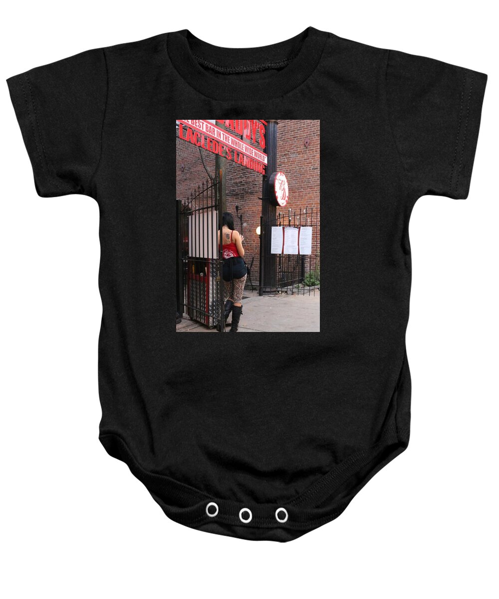 Lecledes Landing Baby Onesie featuring the photograph Lacledes Landing Entrance by Buck Buchanan