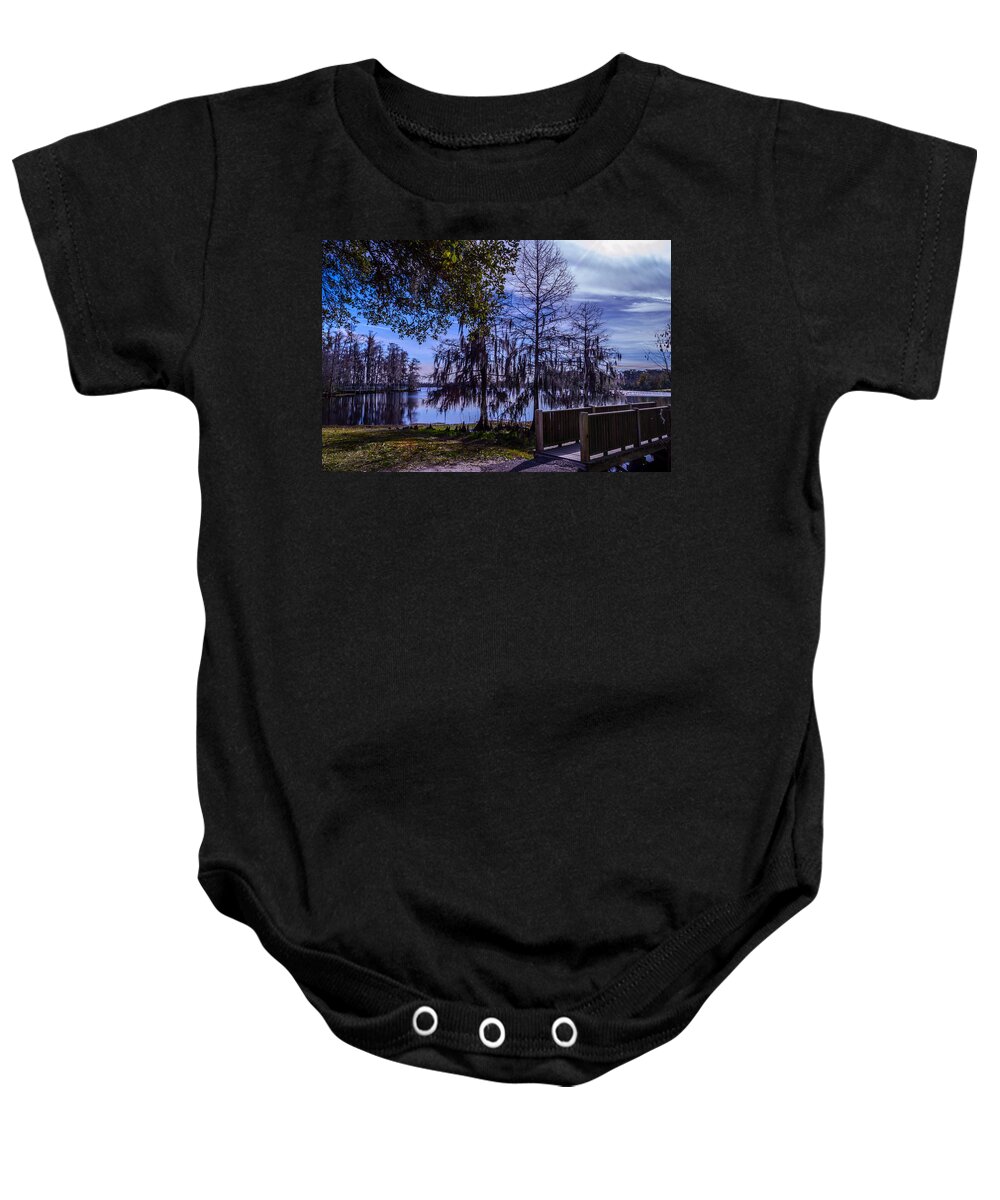 Water Baby Onesie featuring the photograph Lake Bridge 1 by Leticia Latocki