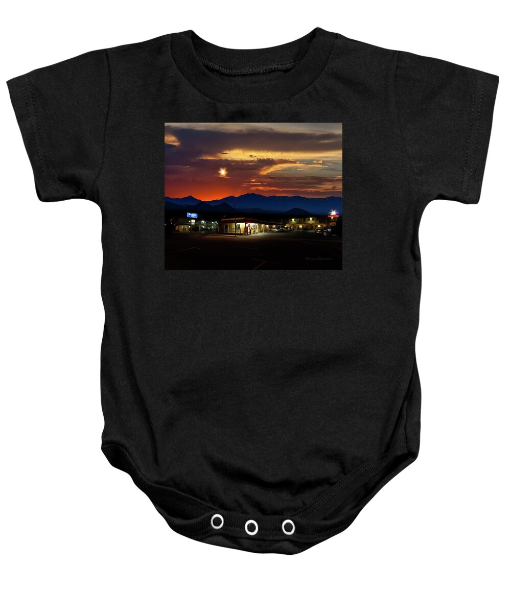 Last Chance Baby Onesie featuring the photograph Last Chance Motel by Micah Offman