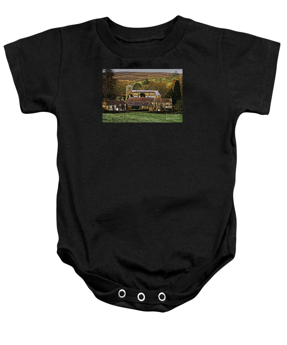 Lastingham Baby Onesie featuring the photograph Lastingham Church and Village Yorkshire by Martyn Arnold
