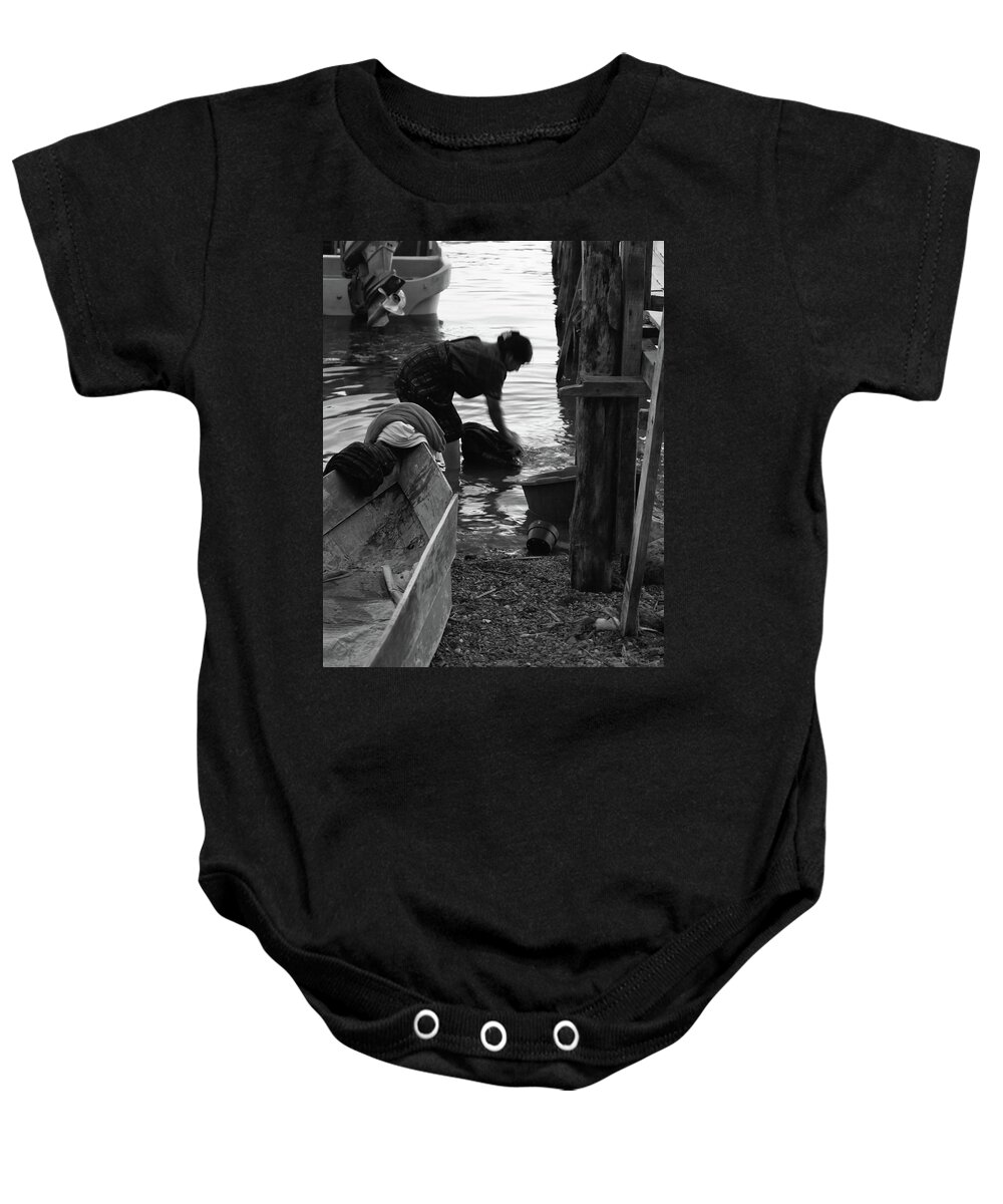 Lake Atitlan Baby Onesie featuring the photograph Laundry at the lake by Tatiana Travelways