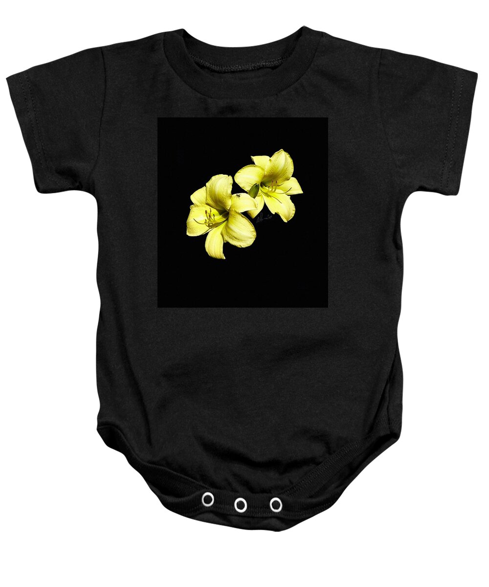 Yellow Lillies Baby Onesie featuring the photograph Lemon Lilies by Tonie Cook