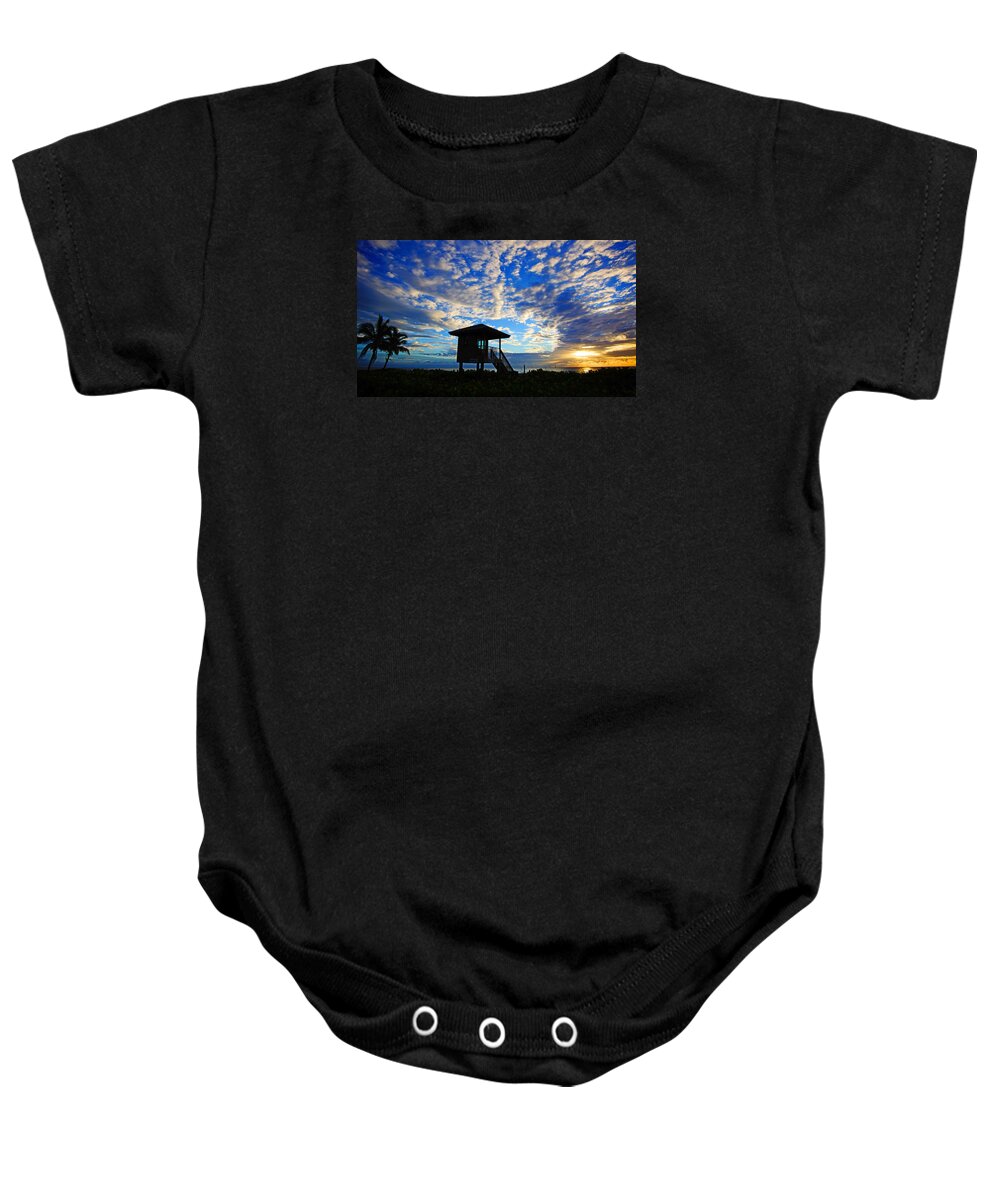 Sunrise Baby Onesie featuring the photograph Lifeguard Station Sunrise by Lawrence S Richardson Jr