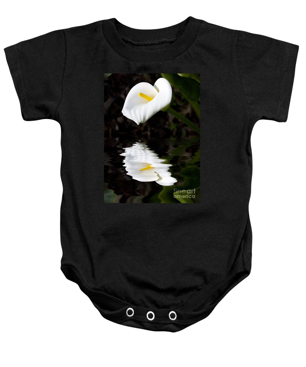 Lily Reflection Flora Flower Baby Onesie featuring the photograph Lily reflection by Sheila Smart Fine Art Photography