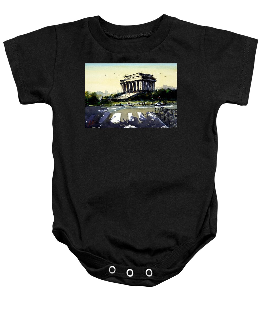 Washington Baby Onesie featuring the painting Lincoln Memorial I by James Nyika