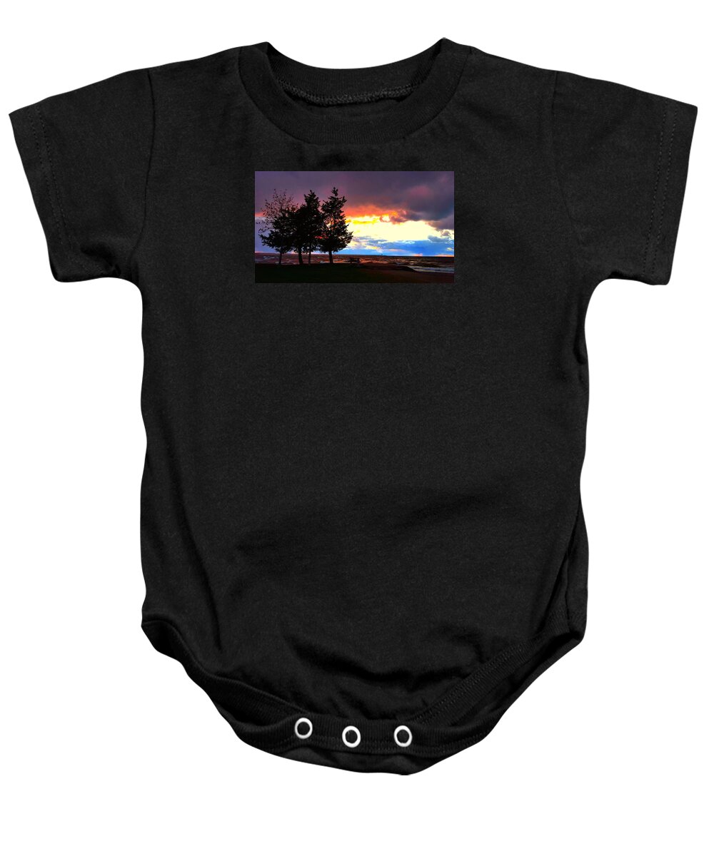 Lake Baby Onesie featuring the photograph Lingering Light by Dani McEvoy