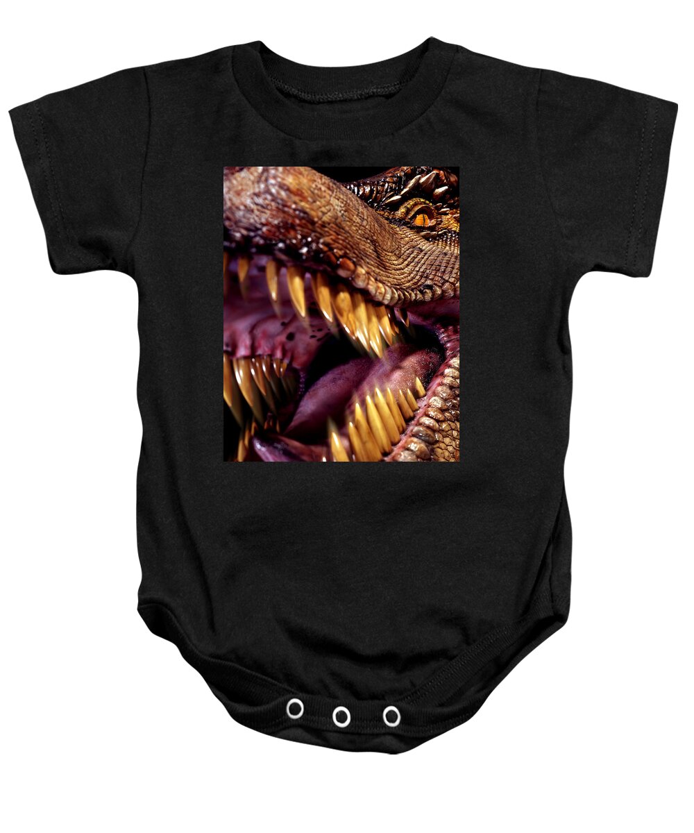 Tyrannosaurus Rex Baby Onesie featuring the photograph Lizard King by Kelley King