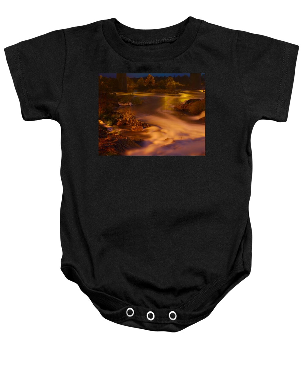James Smullins Baby Onesie featuring the photograph Llano river golden glow by James Smullins