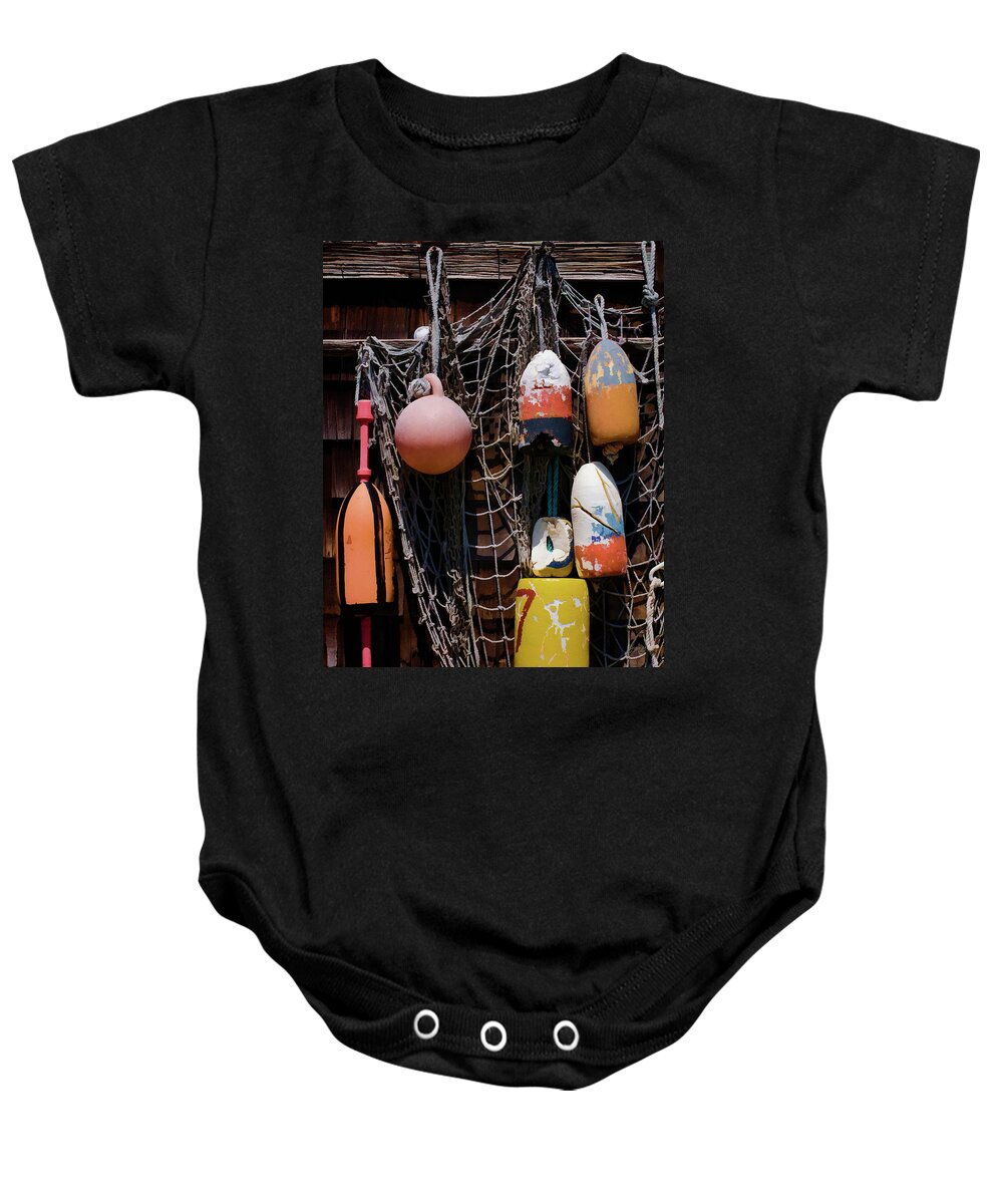 Buoy Baby Onesie featuring the photograph Lobster Buoys II - Rockport by David Gordon