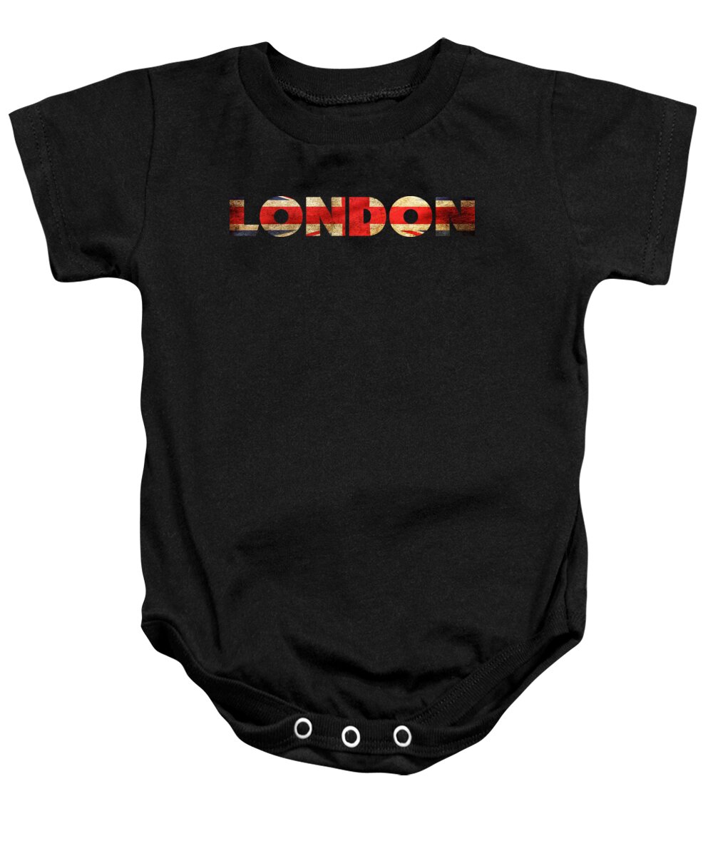 London Baby Onesie featuring the drawing London Vintage British Flag tee by Edward Fielding